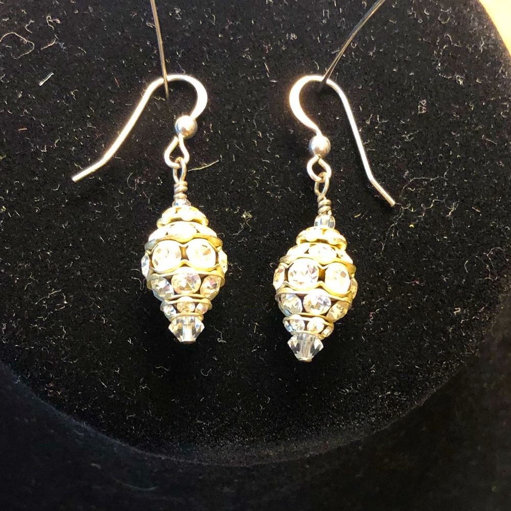 NWOT Sparkly Crystal Earrings Sterling Silver Earwires